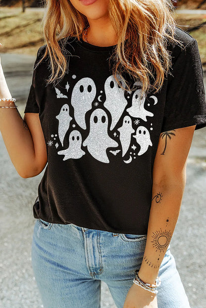 Full Size Ghost Round Neck Short Sleeve T-Shirt-Angel Casuals