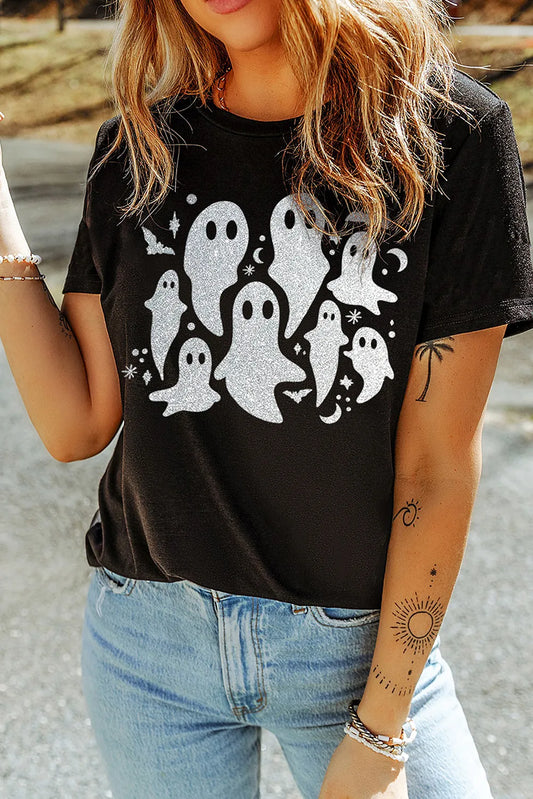 Full Size Ghost Round Neck Short Sleeve T-Shirt-Angel Casuals