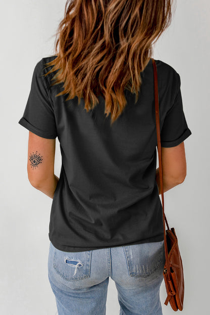 Graphic Round Neck Short Sleeve T-Shirt-Angel Casuals