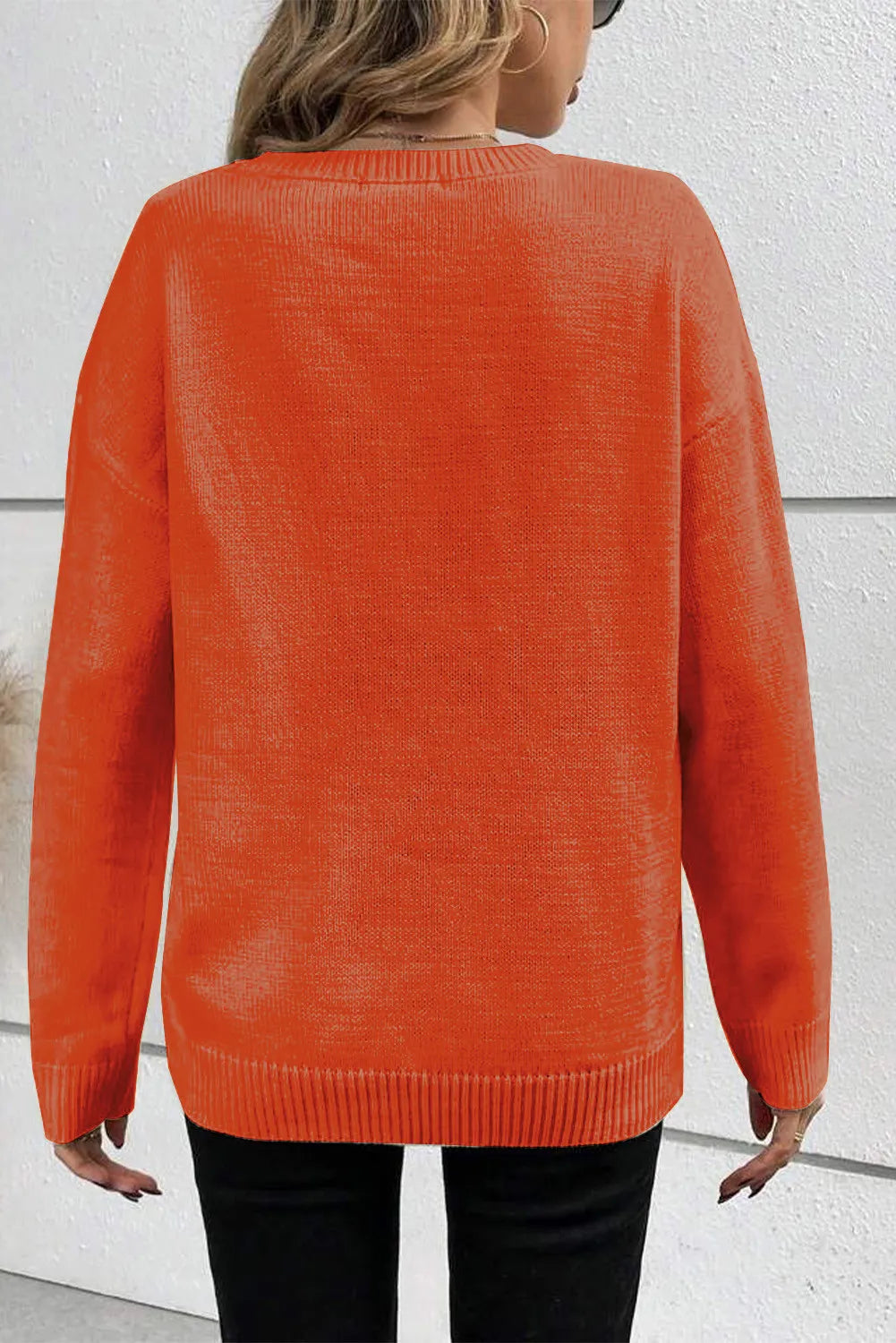 BOO Round Neck Long Sleeve Sweater-Angel Casuals