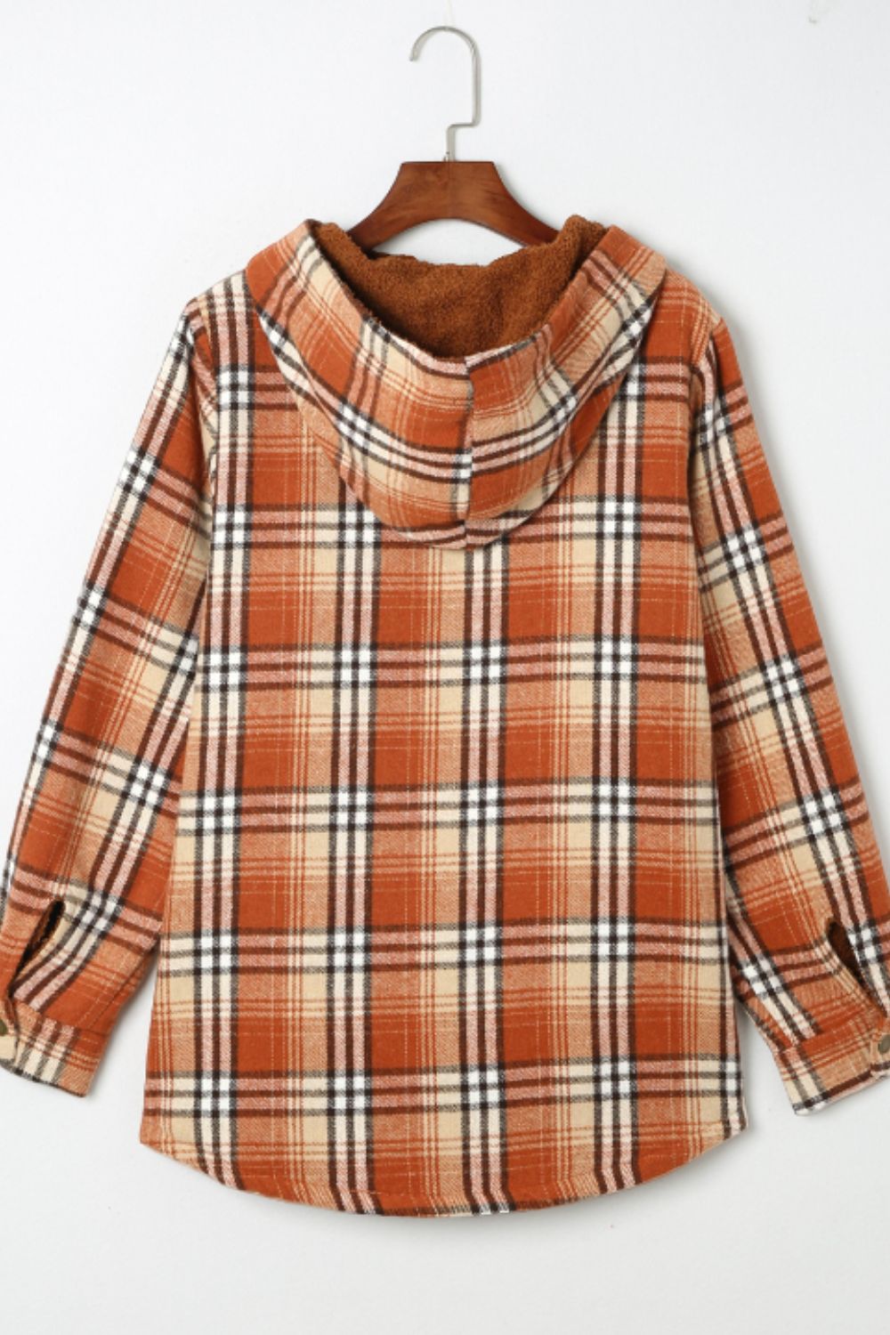 Plaid Button Up Long Sleeve Hooded Jacket-Angel Casuals