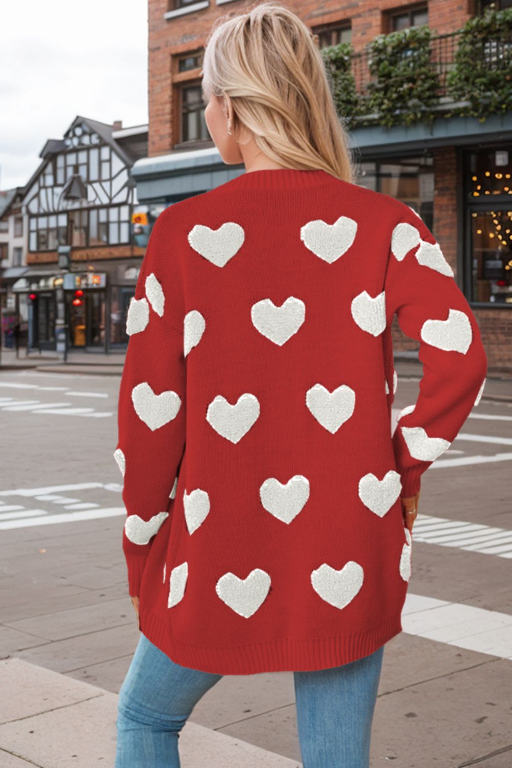 Heart Button Down Long Sleeve Cardigan-Angel Casuals