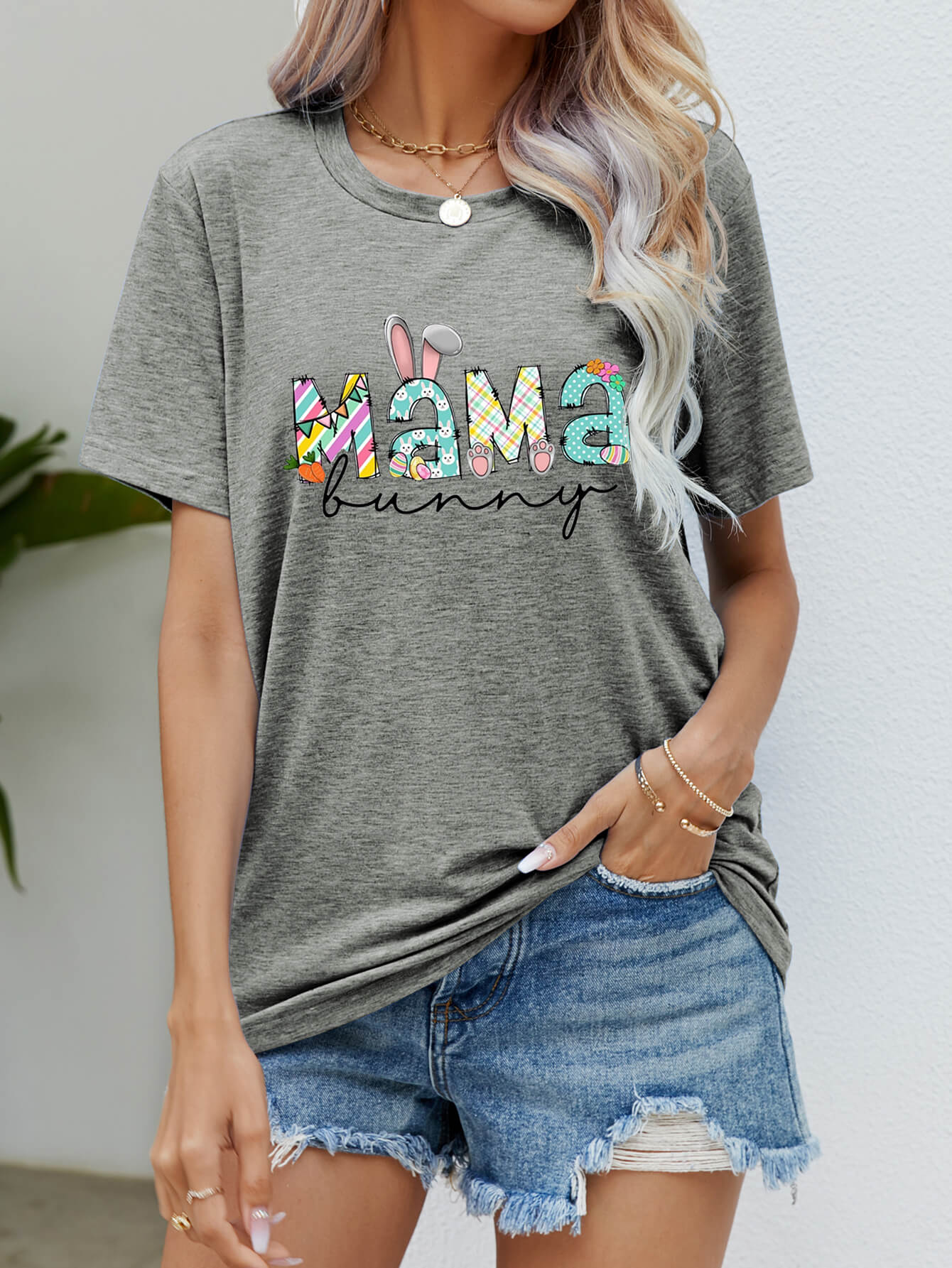 MAMA BUNNY Easter Graphic Tee-Angel Casuals