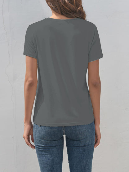 Heart Round Neck Short Sleeve T-Shirt-Angel Casuals