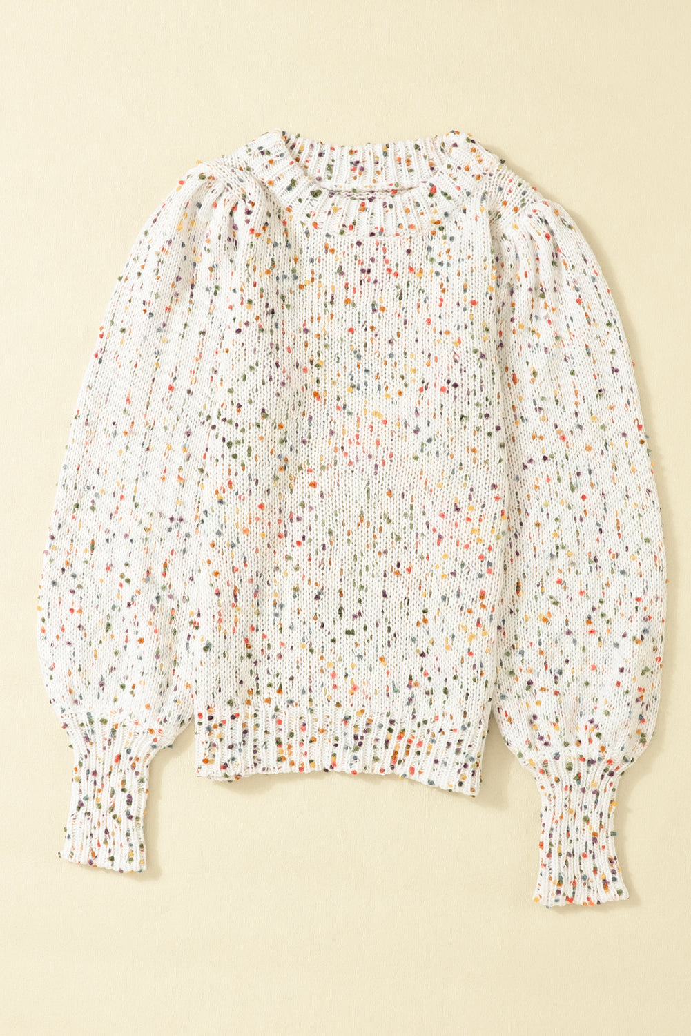 Confetti Round Neck Long Sleeve Sweater-Angel Casuals