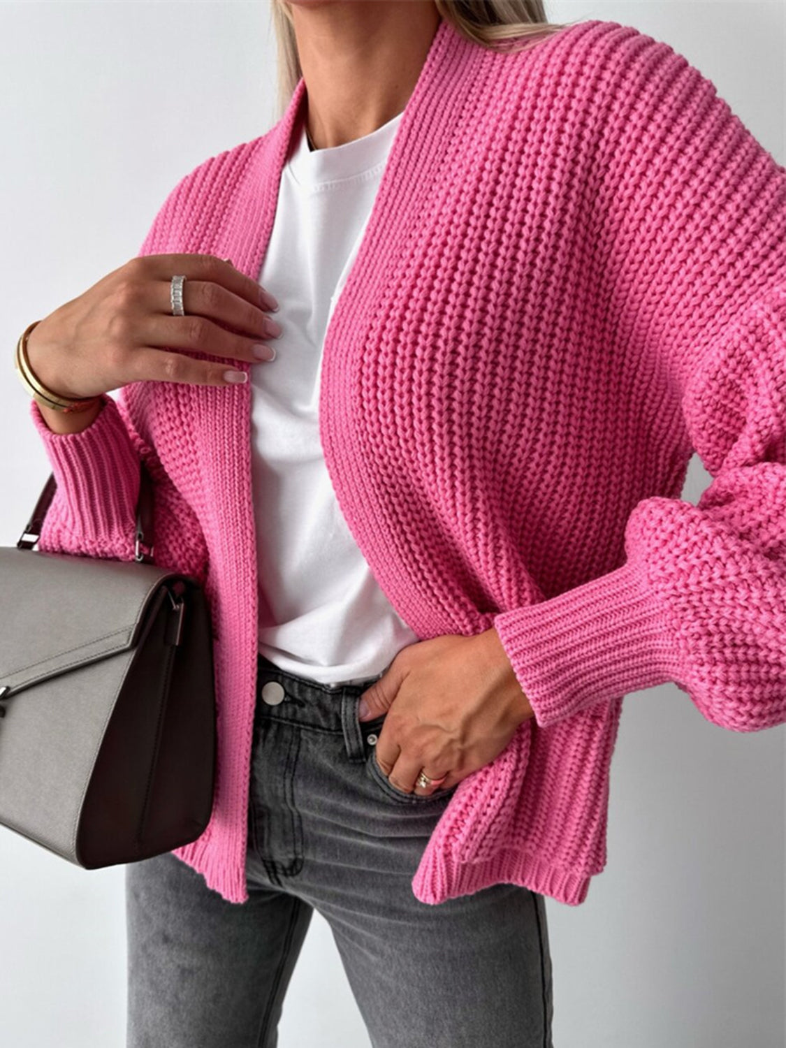 Open Front Dropped Shoulder Cardigan-Angel Casuals