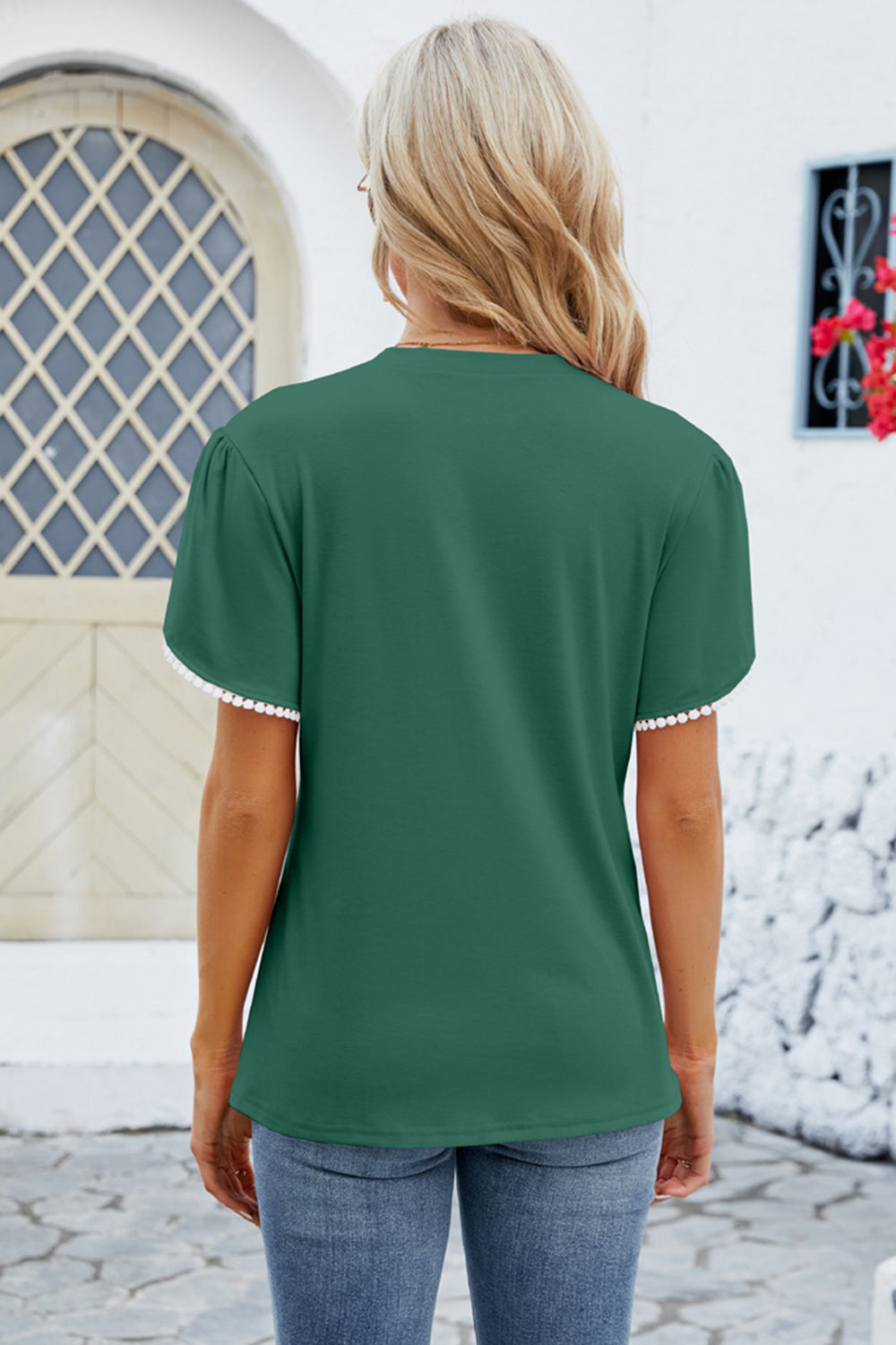 Round Neck Petal Sleeve T-Shirt-Angel Casuals