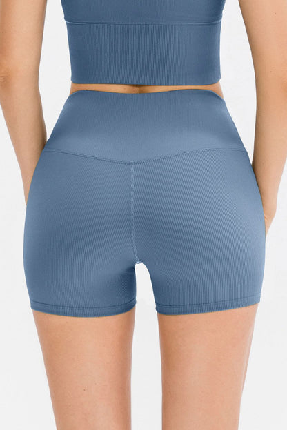 Slim Fit Wide Waistband Sports Shorts-Angel Casuals