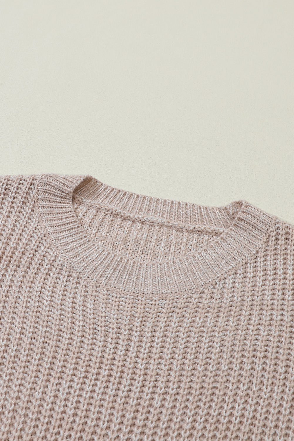 Cable-Knit Round Neck Dropped Shoulder Sweater-Angel Casuals