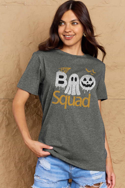 Simply Love Full Size BOO SQUAD Graphic Cotton T-Shirt-Angel Casuals