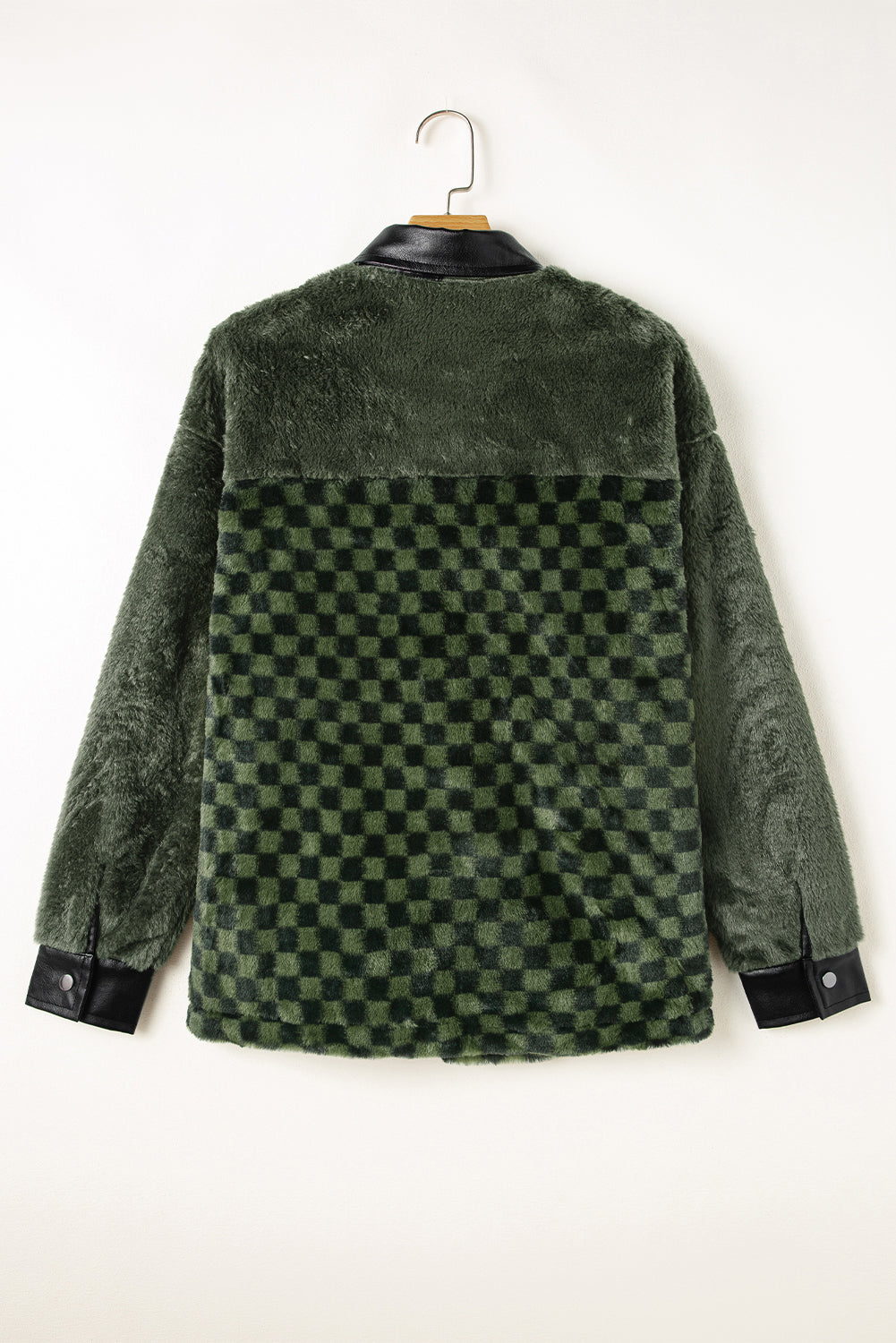 Pocketed Checkered Collared Neck Snap Down Jacket-Angel Casuals