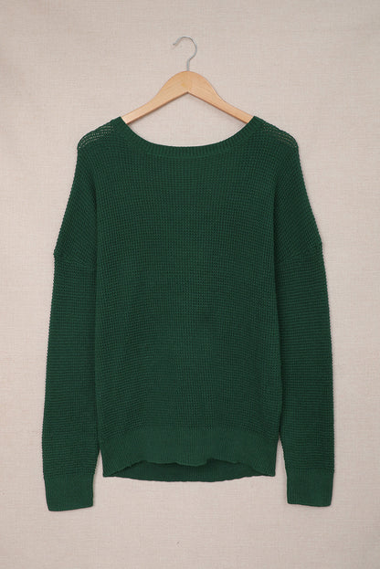 Crisscross Back Boat Neck Sweater-Angel Casuals