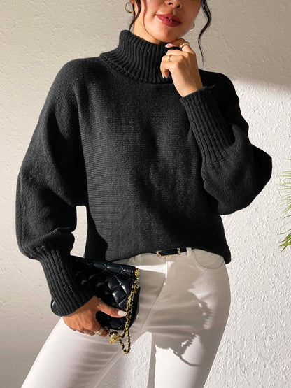 Turtleneck Long Sleeve Sweater-Angel Casuals