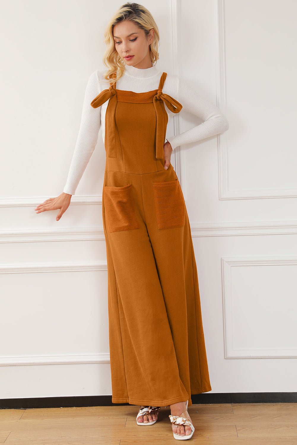 Pocketed Square Neck Wide Strap Jumpsuit-Angel Casuals