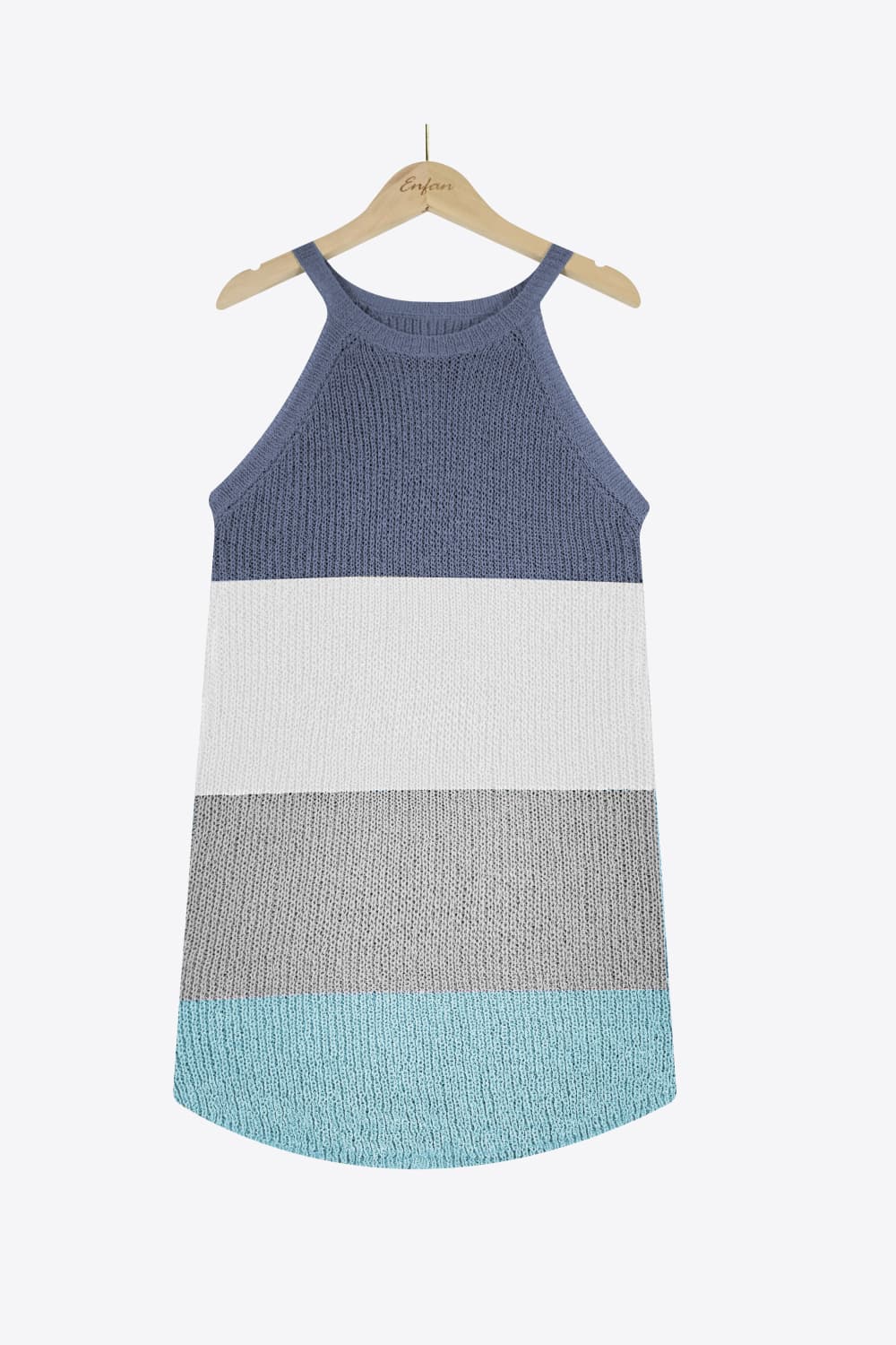 Color Block Round Neck Sleeveless Knit Top-Angel Casuals