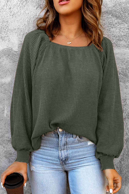 Square Neck Raglan Sleeve T-Shirt-Angel Casuals