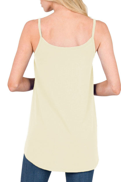 Full Size Spaghetti Strap V-Neck Flowy Tunic Cami-Angel Casuals