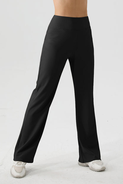 High Waist Straight Active Pants-Angel Casuals