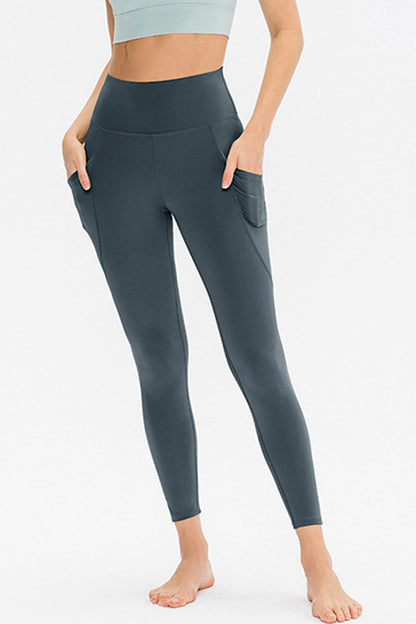 Slim Fit Long Active Leggings with Pockets-Angel Casuals