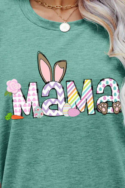 Easter MAMA Graphic Round Neck T-Shirt-Angel Casuals