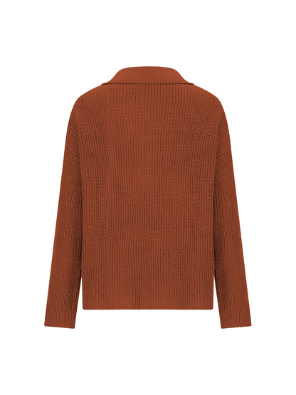 Collared Neck Half Button Knit Top-Angel Casuals