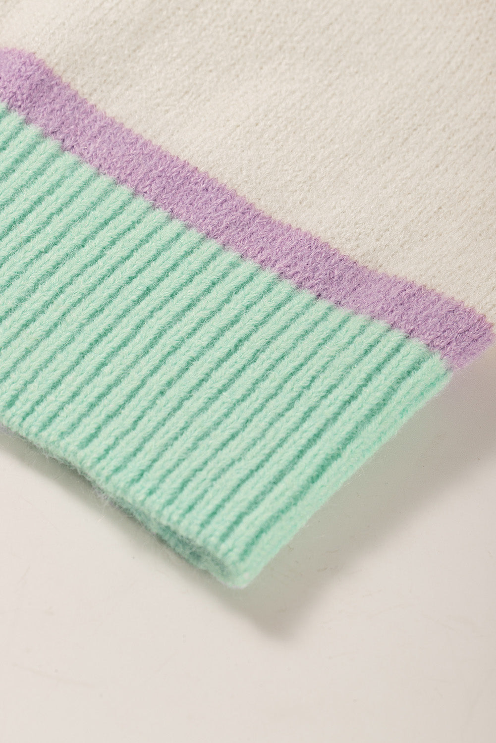 Contrast Striped Round Neck Drop Shoulder Sweater-Angel Casuals