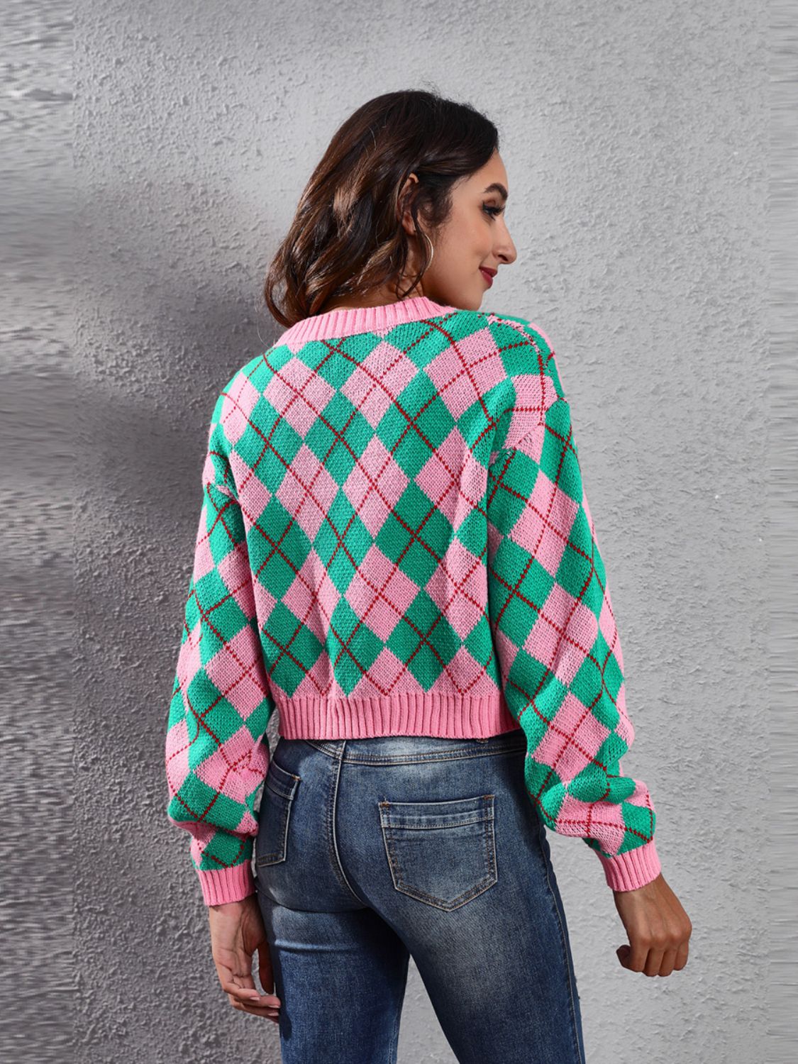 Geometric Button Up Long Sleeve Cardigan-Angel Casuals
