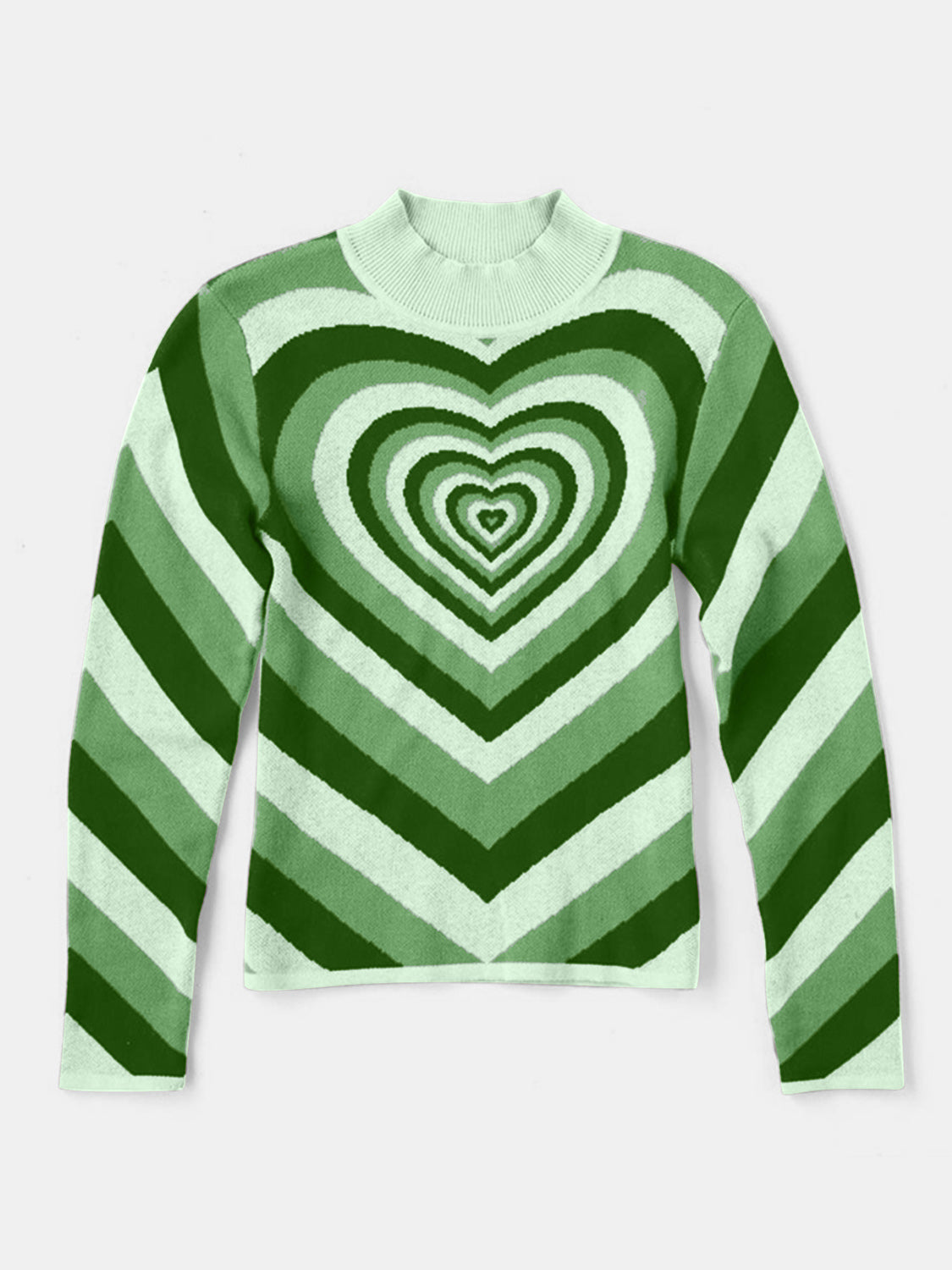 Heart Mock Neck Long Sleeve Sweater-Angel Casuals