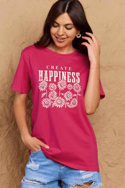 Simply Love Full Size CREATE HAPPINESS Graphic Cotton T-Shirt-Angel Casuals