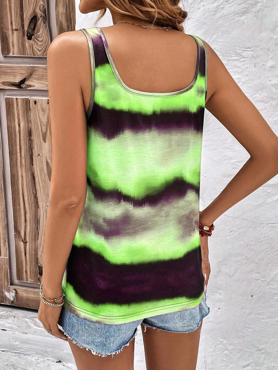 Tie-Dye Scoop Neck Wide Strap Tank-Angel Casuals