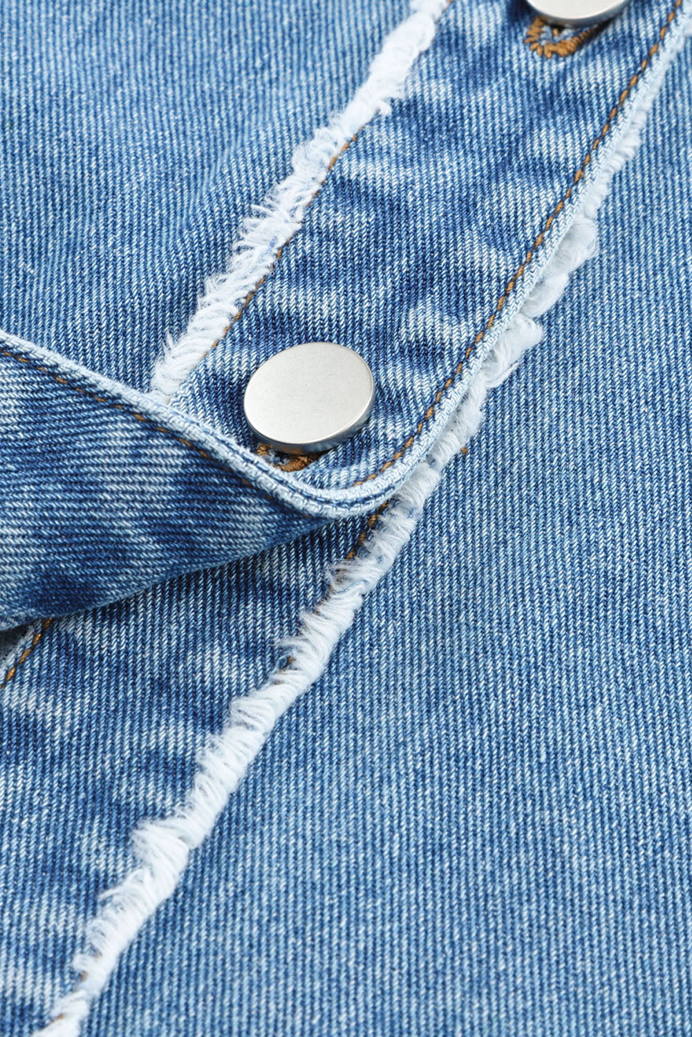 Raw Hem Color Block Denim Jacket-Angel Casuals