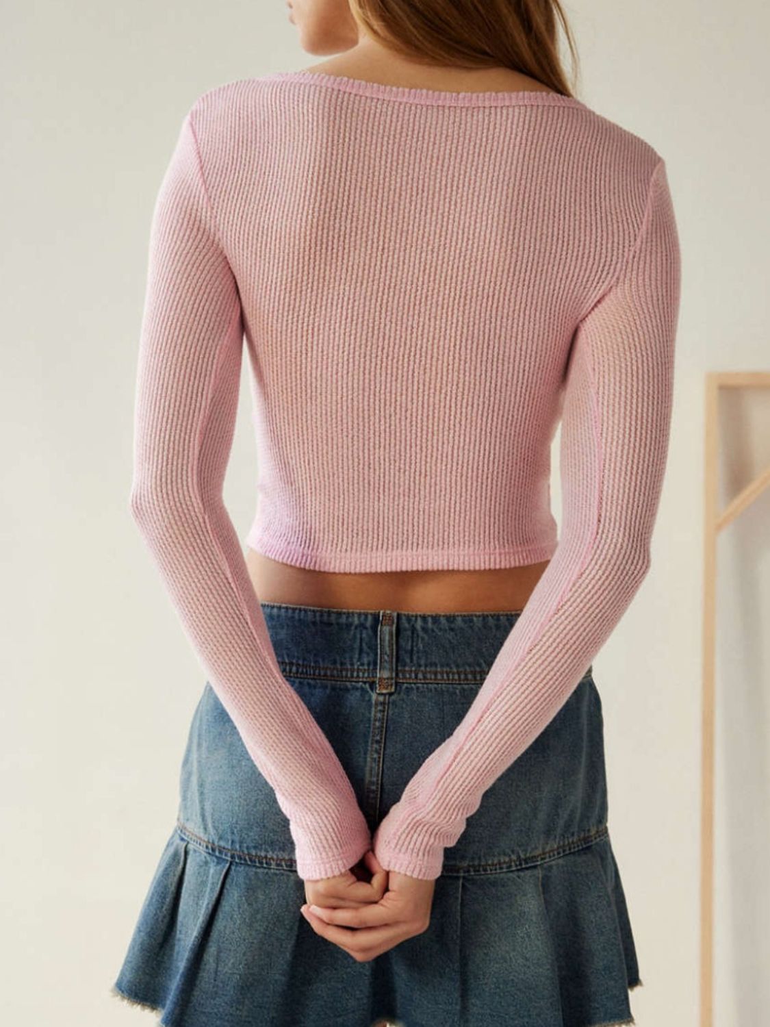 Notched Long Sleeve T-Shirt-Angel Casuals