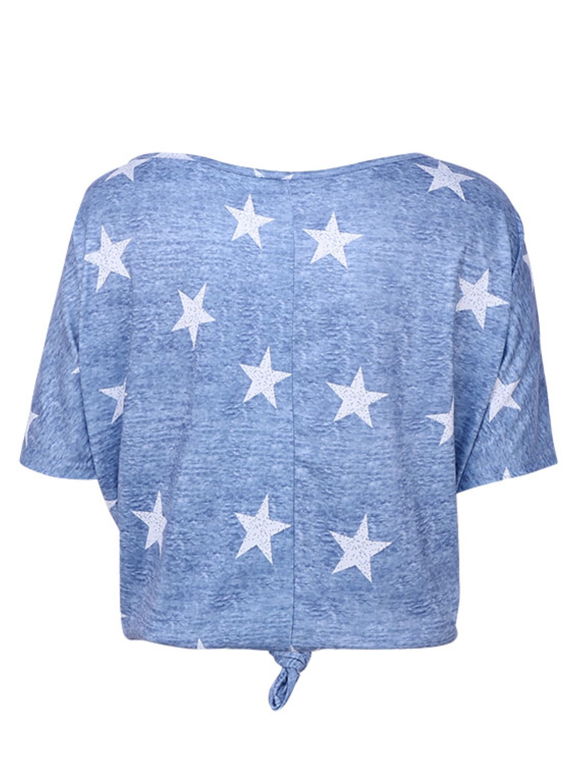 Star Print Short Sleeve T-Shirt-Angel Casuals