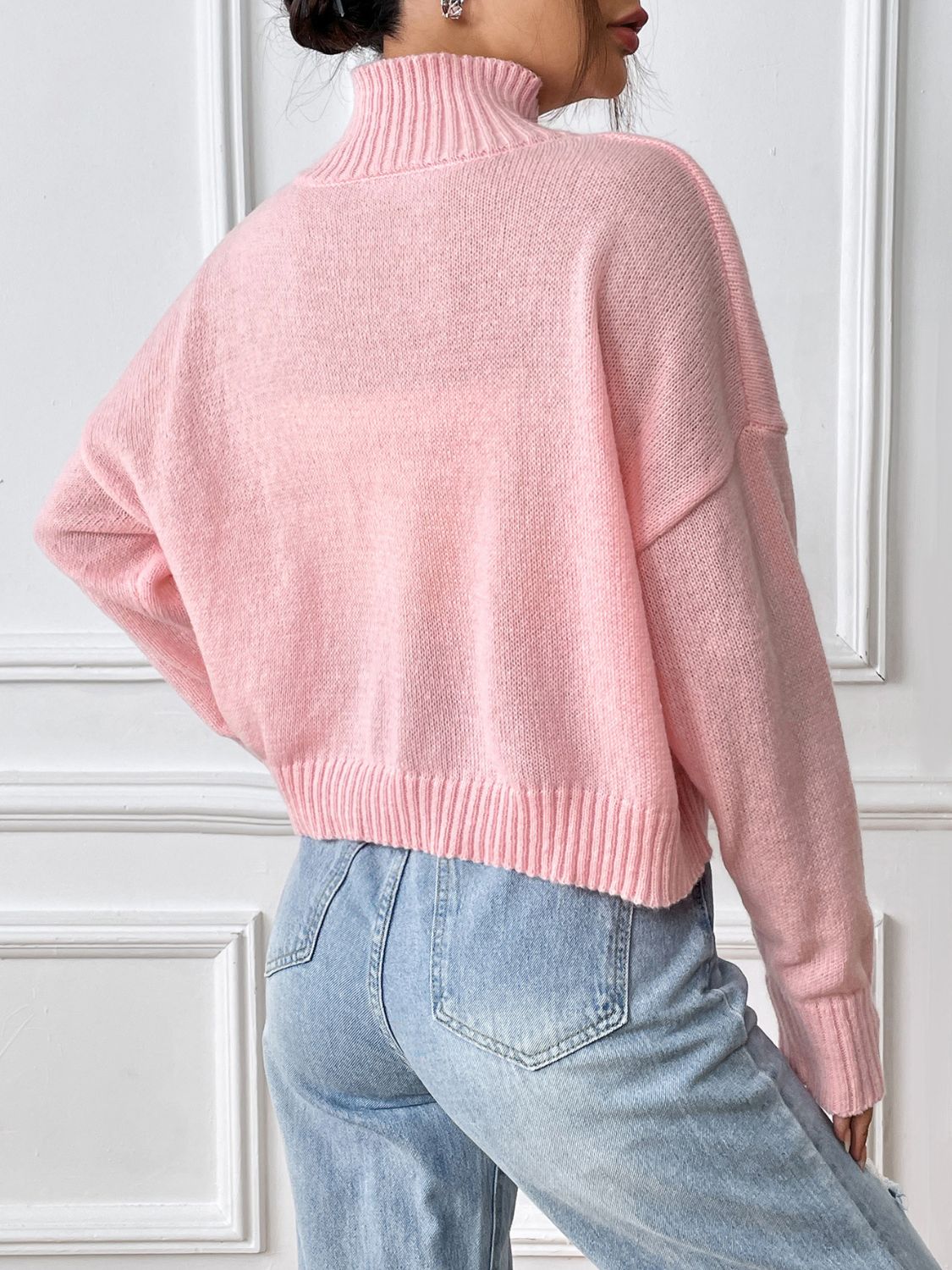 Bow Turtleneck Long Sleeve Sweater-Angel Casuals