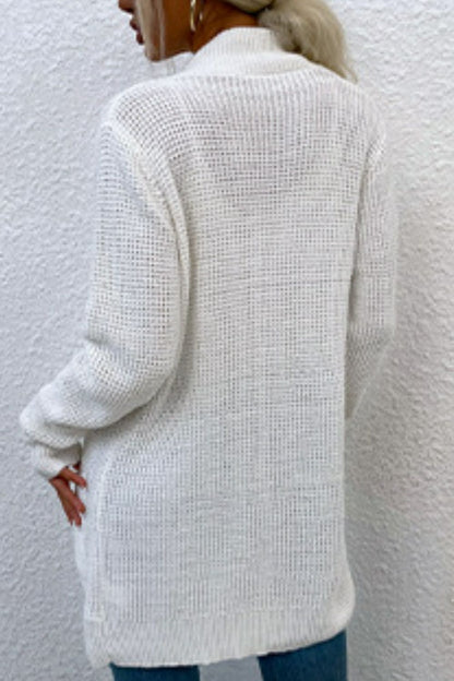 Open Front Rib-Knit Cardigan with Pockets-Angel Casuals