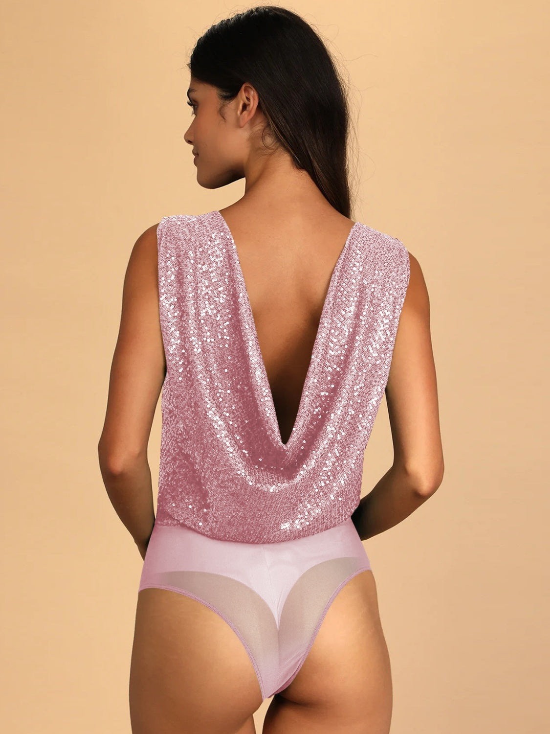 Sequin Surplice Sleeveless Bodysuit-Angel Casuals