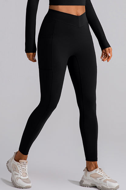 High Waist Active Leggings with Pockets-Angel Casuals