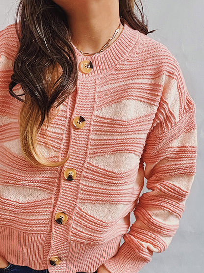 Color Block Button Front Cardigan-Angel Casuals