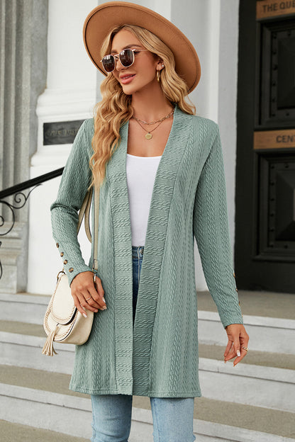 Open Front Long Sleeve Cardigan-Angel Casuals