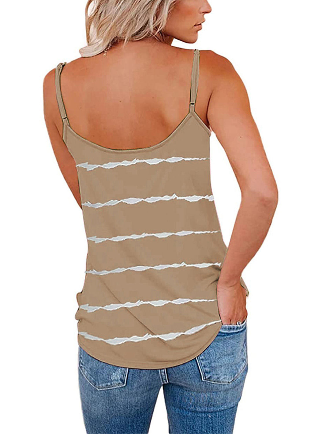 Full Size Striped V-Neck Cami-Angel Casuals