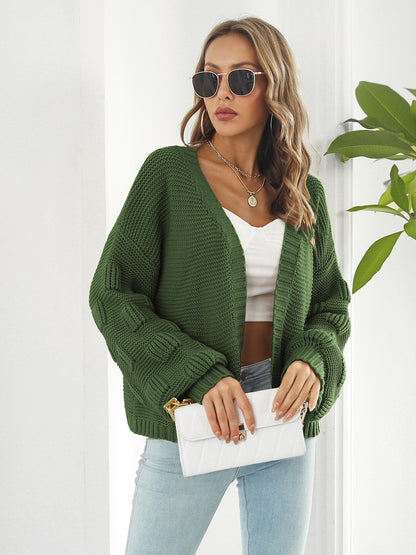 Open Front Ribbed Trim Cardigan-Angel Casuals