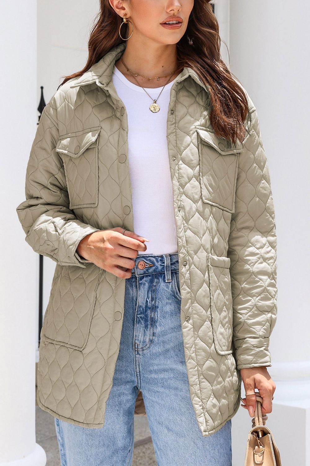 Snap Down Collared Winter Coat-Angel Casuals