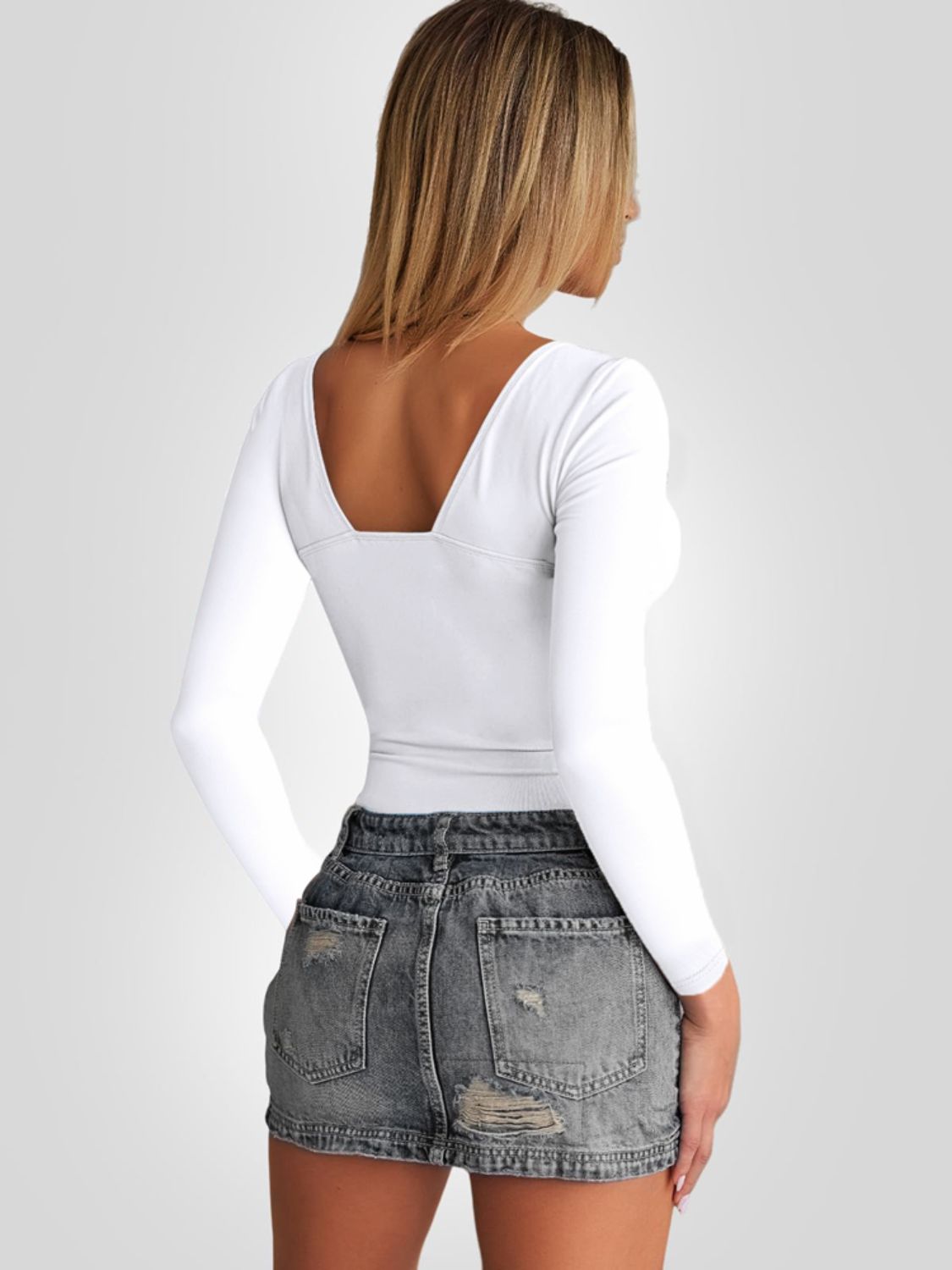 Devine Plunge Long Sleeve T-Shirt-Angel Casuals
