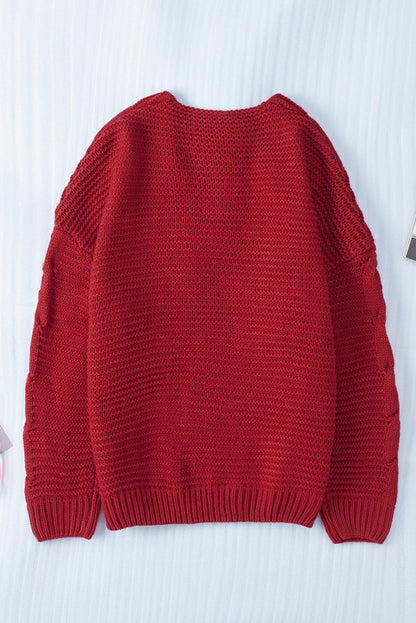 Cable-Knit Open Front Cardigan-Angel Casuals