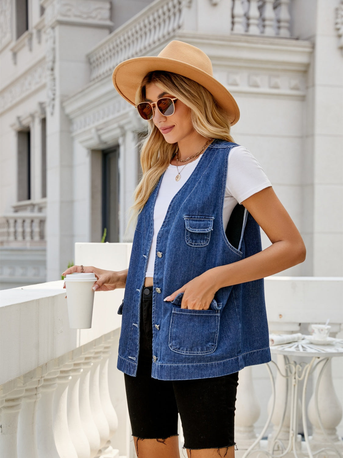 Button Down Denim Vest-Angel Casuals