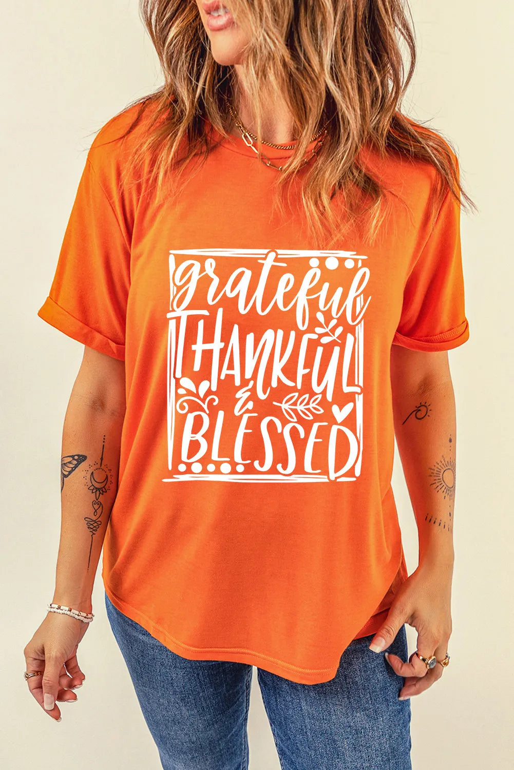 Letter Graphic Round Neck Short Sleeve T-Shirt-Angel Casuals