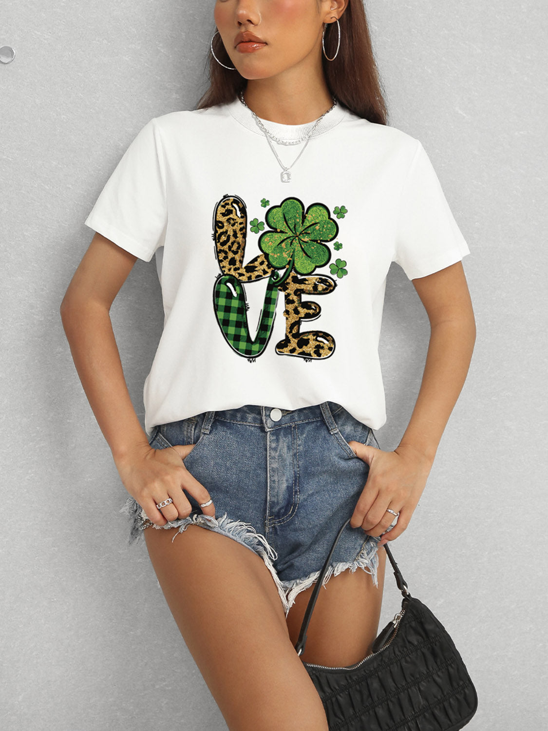 LOVE Round Neck Short Sleeve T-Shirt-Angel Casuals