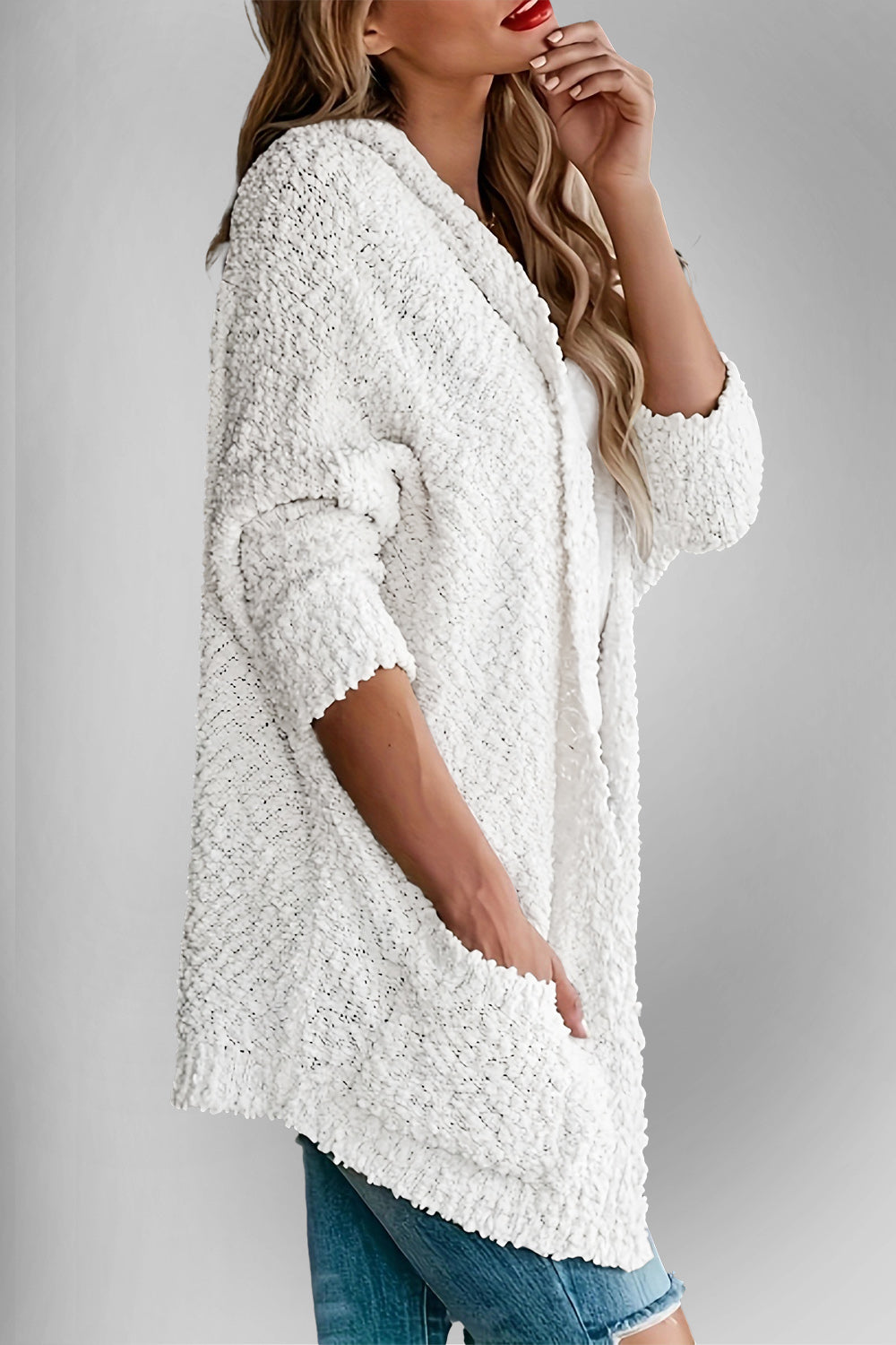 Double Take Pocketed Open Front Long Sleeve Cardigan-Angel Casuals