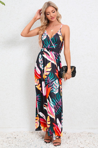 Printed Surplice Maxi Cami Dress-Angel Casuals