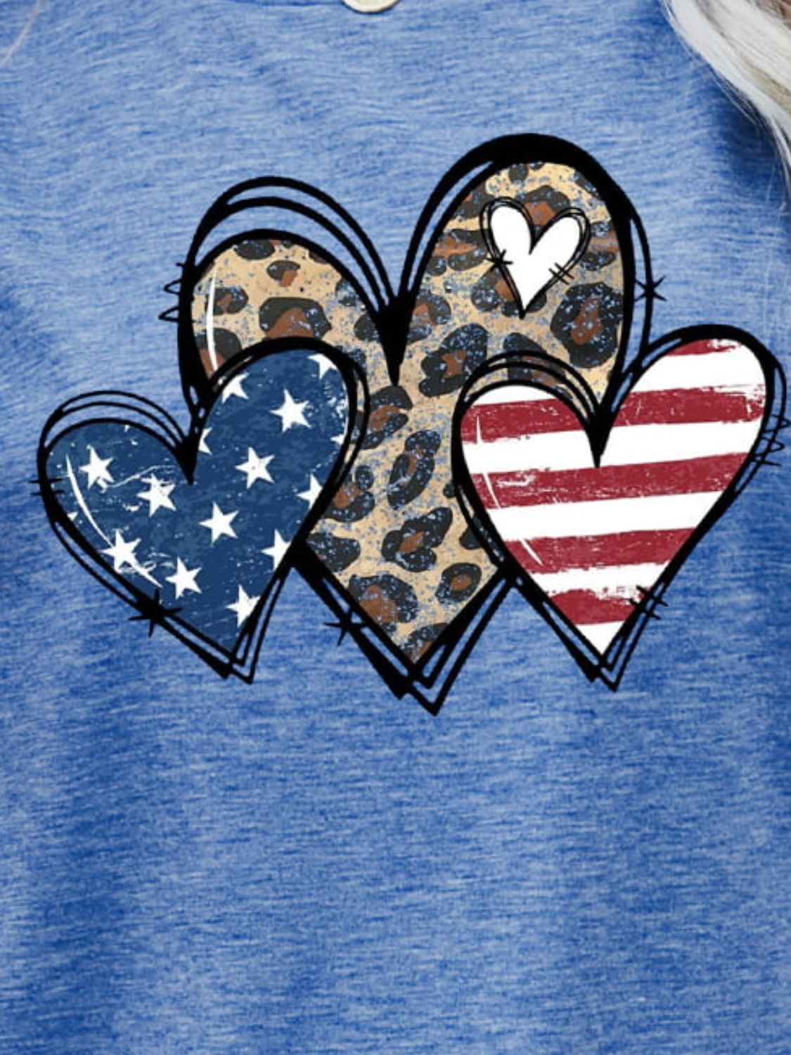 US Flag Leopard Heart Graphic Tee-Angel Casuals